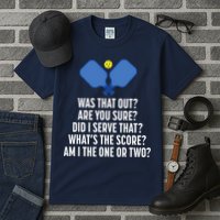 Pickleball Questions 1 Or 2 Who Served Funny Pickleball Tall T-Shirt