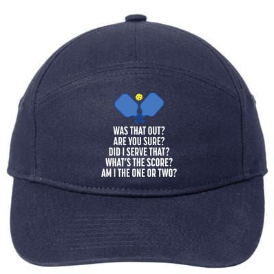 Pickleball Questions 1 Or 2 Who Served Funny Pickleball 7-Panel Snapback Hat