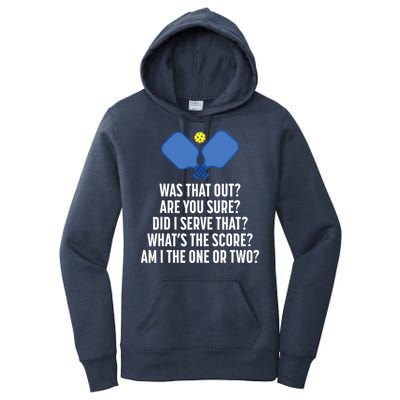 Pickleball Questions 1 Or 2 Who Served Funny Pickleball Women's Pullover Hoodie