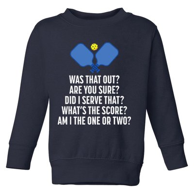 Pickleball Questions 1 Or 2 Who Served Funny Pickleball Toddler Sweatshirt