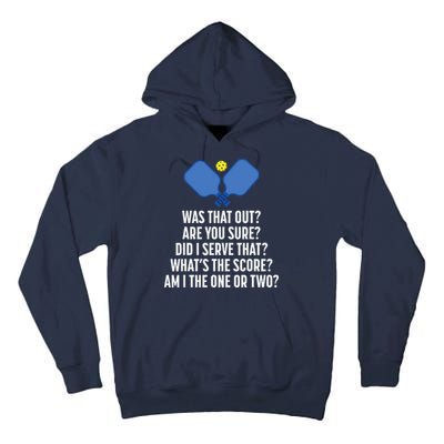 Pickleball Questions 1 Or 2 Who Served Funny Pickleball Tall Hoodie