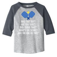 Pickleball Questions 1 Or 2 Who Served Funny Pickleball Toddler Fine Jersey T-Shirt