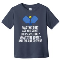Pickleball Questions 1 Or 2 Who Served Funny Pickleball Toddler T-Shirt