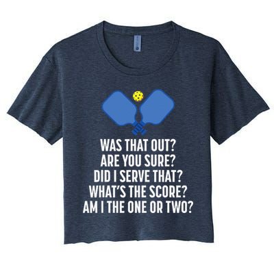Pickleball Questions 1 Or 2 Who Served Funny Pickleball Crop Top