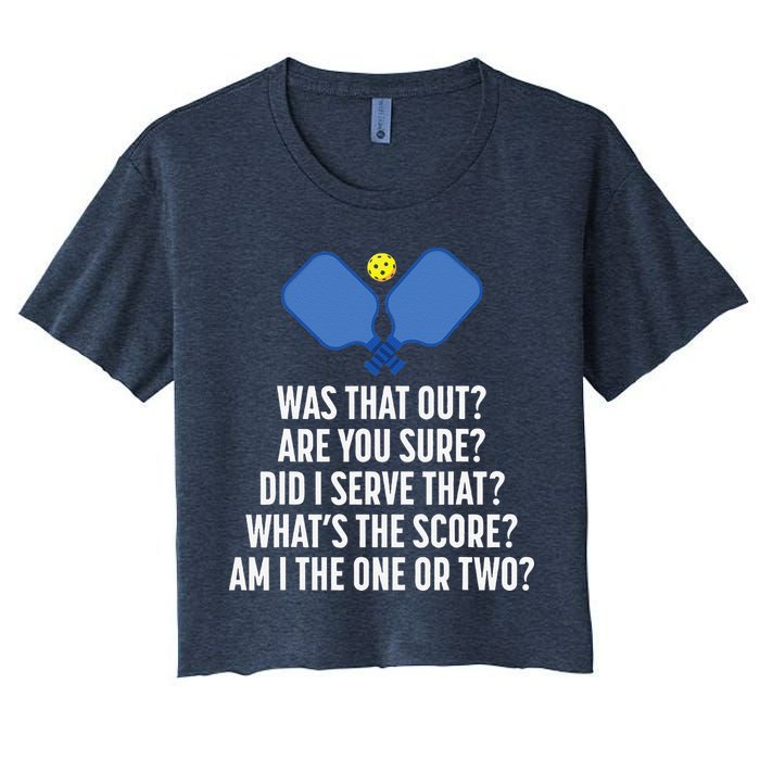 Pickleball Questions 1 Or 2 Who Served Funny Pickleball Crop Top