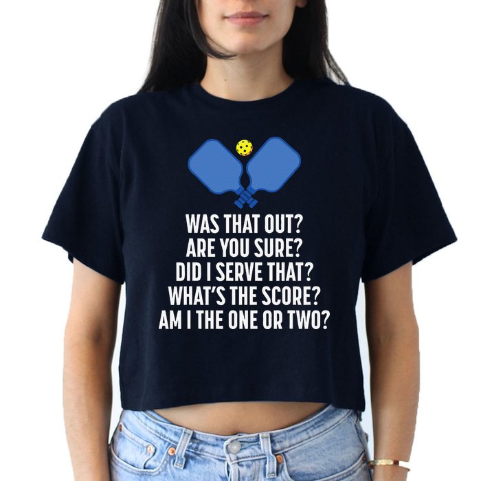 Pickleball Questions 1 Or 2 Who Served Funny Pickleball Crop Top