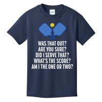 Pickleball Questions 1 Or 2 Who Served Funny Pickleball Kids T-Shirt