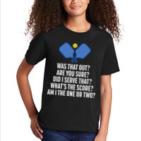 Pickleball Questions 1 Or 2 Who Served Funny Pickleball Kids T-Shirt