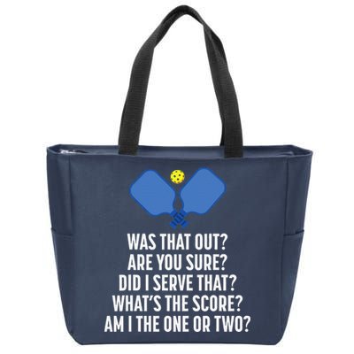 Pickleball Questions 1 Or 2 Who Served Funny Pickleball Zip Tote Bag