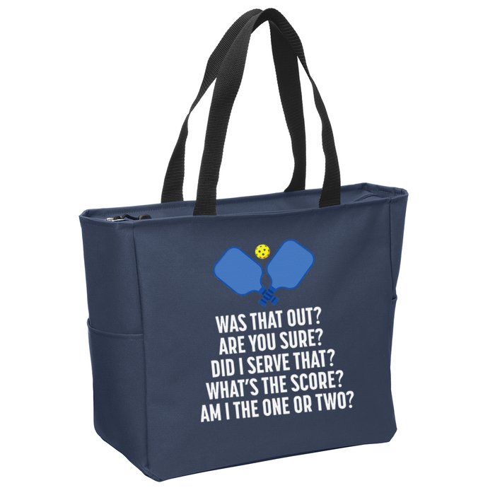 Pickleball Questions 1 Or 2 Who Served Funny Pickleball Zip Tote Bag
