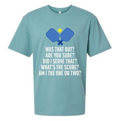Pickleball Questions 1 Or 2 Who Served Funny Pickleball Sueded Cloud Jersey T-Shirt