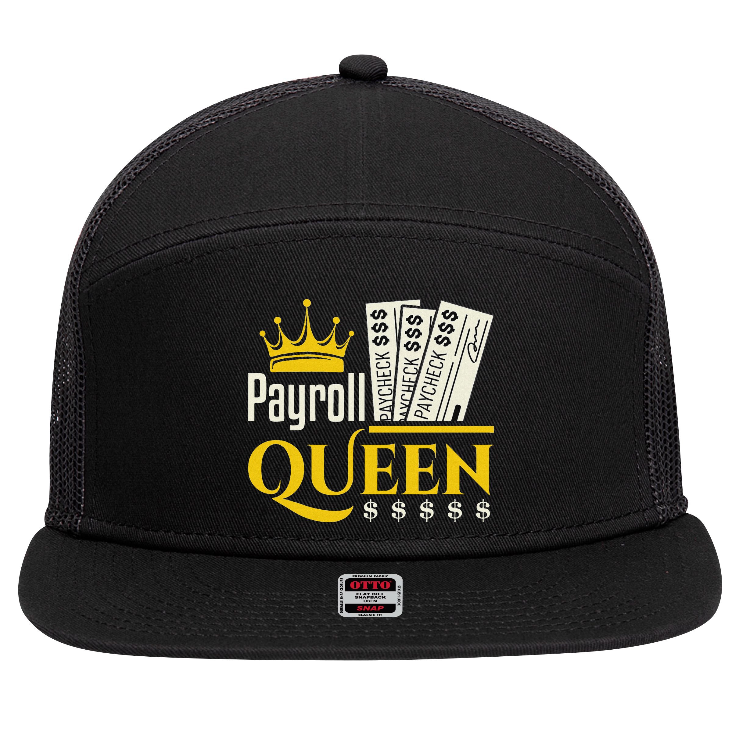 Payroll Queen Accounting Accountant Clerk Manager 7 Panel Mesh Trucker Snapback Hat