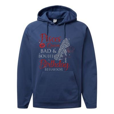 Pisces Queen Bad Boujee Birthday Behavior High Heels Performance Fleece Hoodie