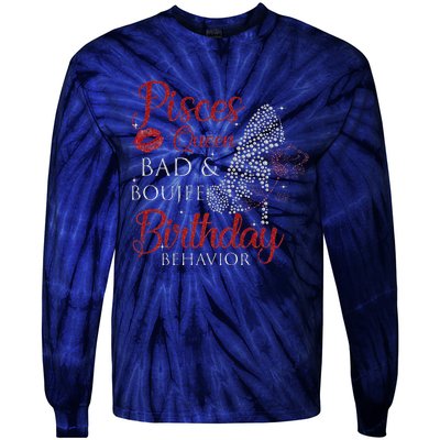 Pisces Queen Bad Boujee Birthday Behavior High Heels Tie-Dye Long Sleeve Shirt