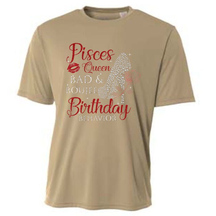 Pisces Queen Bad Boujee Birthday Behavior High Heels Cooling Performance Crew T-Shirt