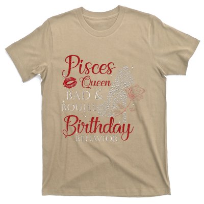 Pisces Queen Bad Boujee Birthday Behavior High Heels T-Shirt