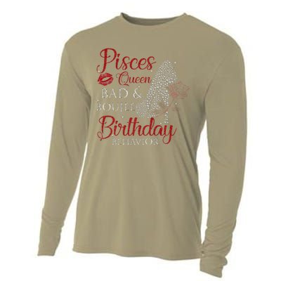 Pisces Queen Bad Boujee Birthday Behavior High Heels Cooling Performance Long Sleeve Crew