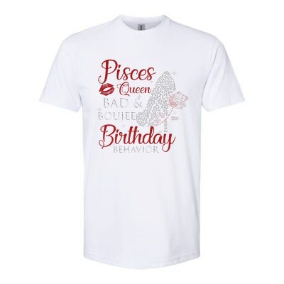 Pisces Queen Bad Boujee Birthday Behavior High Heels Softstyle CVC T-Shirt