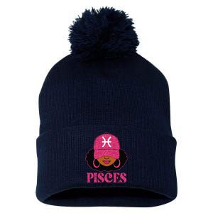 Pisces Queen Birthday Afro Hair Cap Hat Black Women Pom Pom 12in Knit Beanie