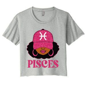 Pisces Queen Birthday Afro Hair Cap Hat Black Women Women's Crop Top Tee