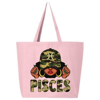 Pisces Queen Black Woman With Cap Camo Afro Girl Zodiac 25L Jumbo Tote