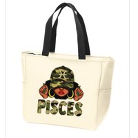Pisces Queen Black Woman With Cap Camo Afro Girl Zodiac Zip Tote Bag
