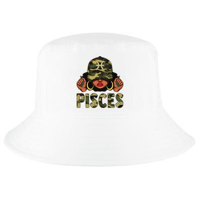 Pisces Queen Black Woman With Cap Camo Afro Girl Zodiac Cool Comfort Performance Bucket Hat