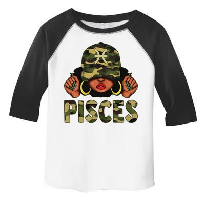 Pisces Queen Black Woman With Cap Camo Afro Girl Zodiac Toddler Fine Jersey T-Shirt
