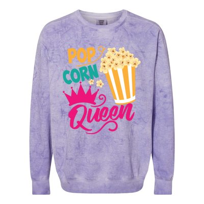 Popcorn Queen Cool Tasty Movie Snack Food Funny Gift Funny Gift Colorblast Crewneck Sweatshirt