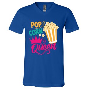 Popcorn Queen Cool Tasty Movie Snack Food Funny Gift Funny Gift V-Neck T-Shirt