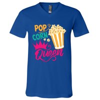 Popcorn Queen Cool Tasty Movie Snack Food Funny Gift Funny Gift V-Neck T-Shirt