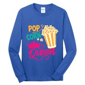 Popcorn Queen Cool Tasty Movie Snack Food Funny Gift Funny Gift Tall Long Sleeve T-Shirt