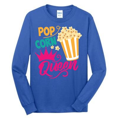 Popcorn Queen Cool Tasty Movie Snack Food Funny Gift Funny Gift Tall Long Sleeve T-Shirt