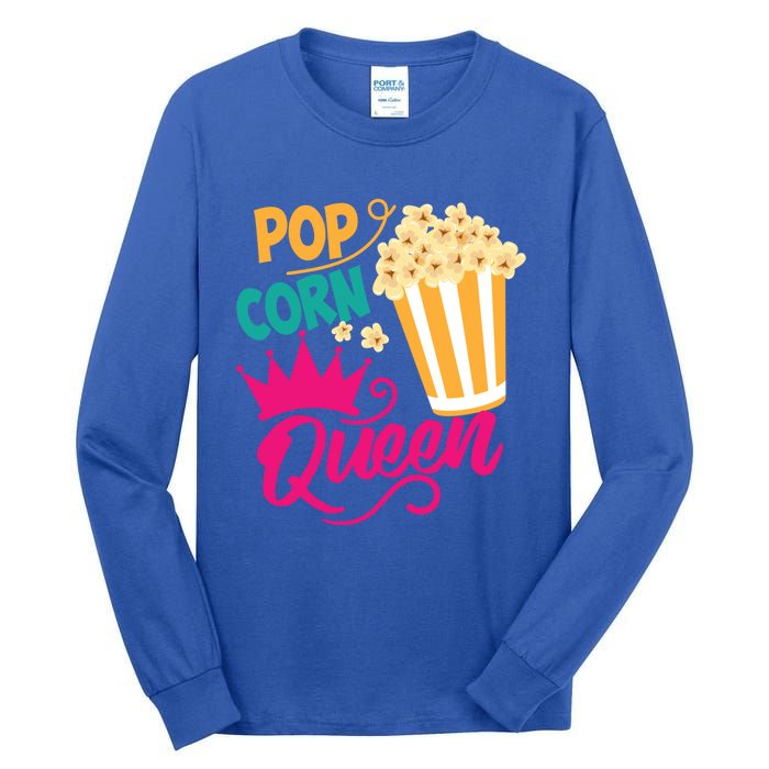 Popcorn Queen Cool Tasty Movie Snack Food Funny Gift Funny Gift Tall Long Sleeve T-Shirt