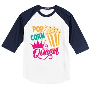 Popcorn Queen Cool Tasty Movie Snack Food Funny Gift Funny Gift Baseball Sleeve Shirt