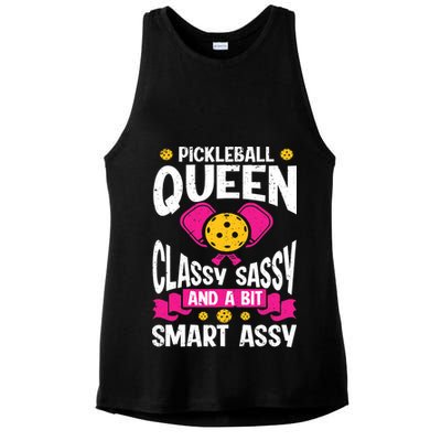 Pickleball Queen Classy Sassy And A Bit Smart Assy Ladies PosiCharge Tri-Blend Wicking Tank