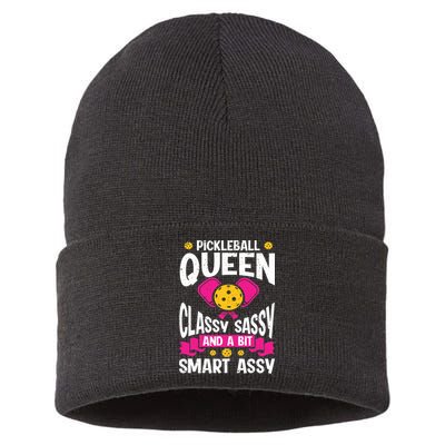 Pickleball Queen Classy Sassy And A Bit Smart Assy Sustainable Knit Beanie