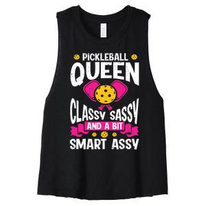 Pickleball Queen Classy Sassy And A Bit Smart Assy Women's Racerback Cropped Tank