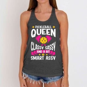 Pickleball Queen Classy Sassy And A Bit Smart Assy Women's Knotted Racerback Tank