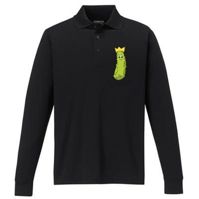 Pickle Queen Funny Cucumber Pickle Girl Performance Long Sleeve Polo