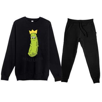 Pickle Queen Funny Cucumber Pickle Girl Premium Crewneck Sweatsuit Set