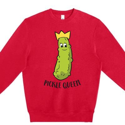 Pickle Queen Funny Cucumber Pickle Girl Premium Crewneck Sweatshirt