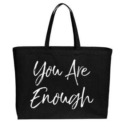 Positivity Quote For Christian Gift You Are Enough Cotton Canvas Jumbo Tote