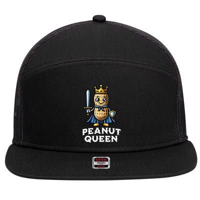 Peanut Queen Funny Peanut Lover Illustration 7 Panel Mesh Trucker Snapback Hat