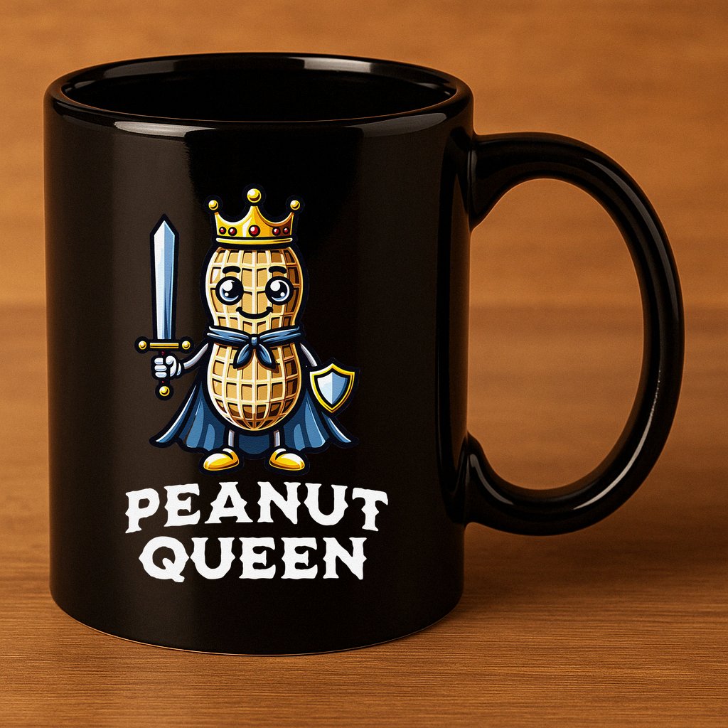 Peanut Queen Funny Peanut Lover Illustration 11oz C Handle Ceramic Mug
