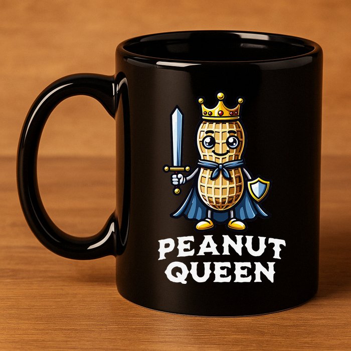 Peanut Queen Funny Peanut Lover Illustration 11oz C Handle Ceramic Mug