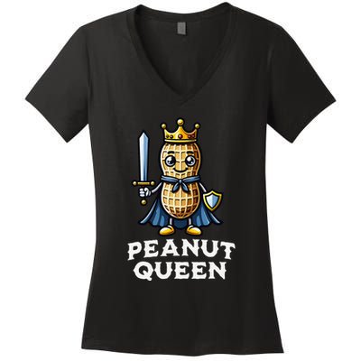 Peanut Queen Funny Peanut Lover Illustration Women's V-Neck T-Shirt