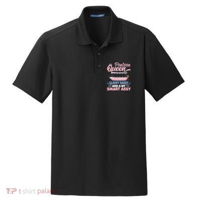 Pontoon Queen Gift For Pontoon Boating Mom Lover Cute Gift Dry Zone Grid Polo