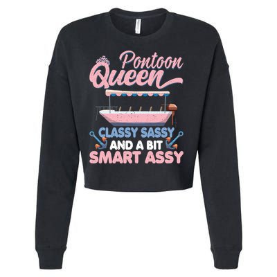 Pontoon Queen Gift For Pontoon Boating Mom Lover Cute Gift Cropped Pullover Crew