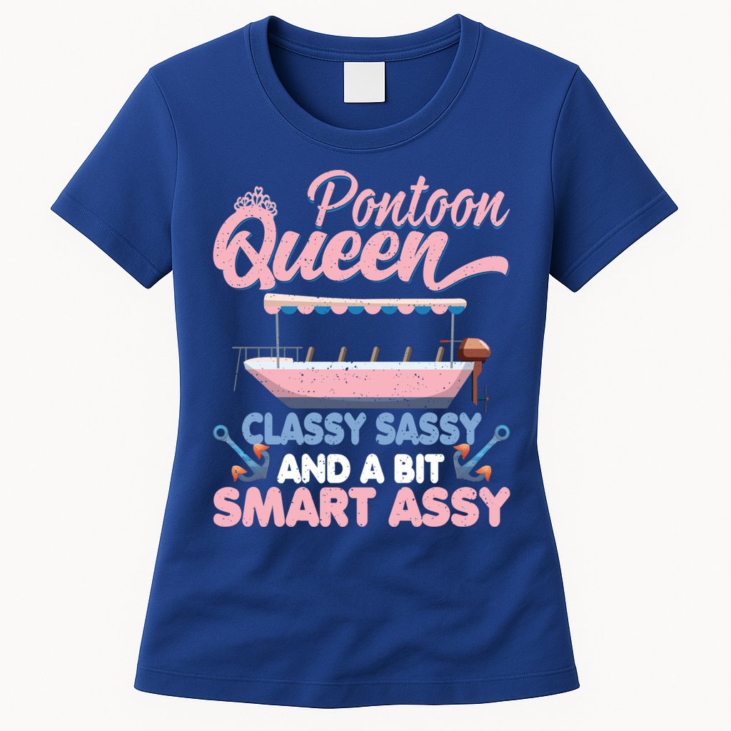 Pontoon Queen Gift For Pontoon Boating Mom Lover Cute Gift Womens T-Shirt